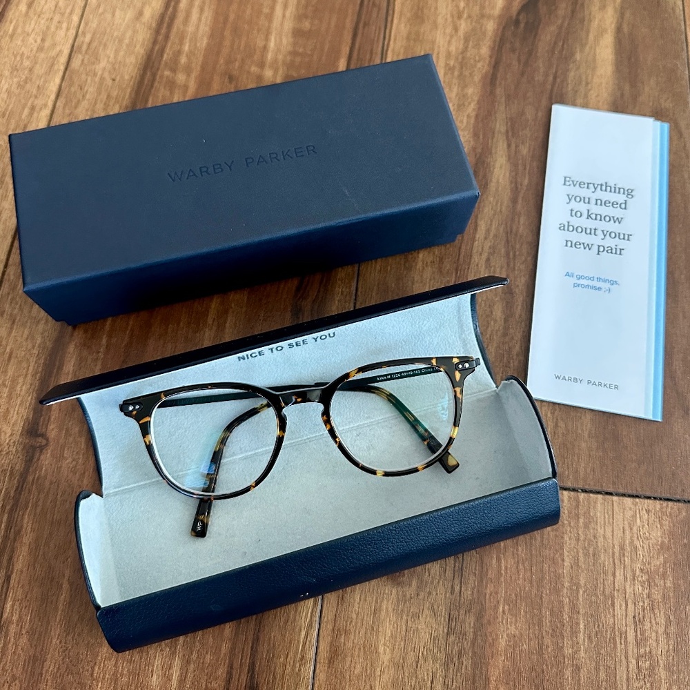 Warby Parker Kian Eyeglasses in Black Oak Tortoise with Brushed Ink